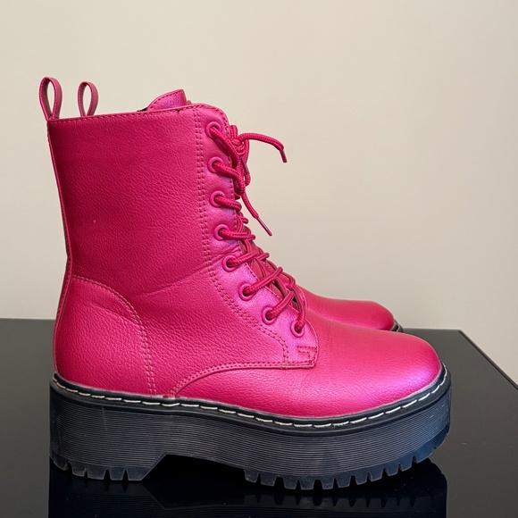 Unionbay Shoes | Hot Pink Combat Boots - Picture 1 of 2